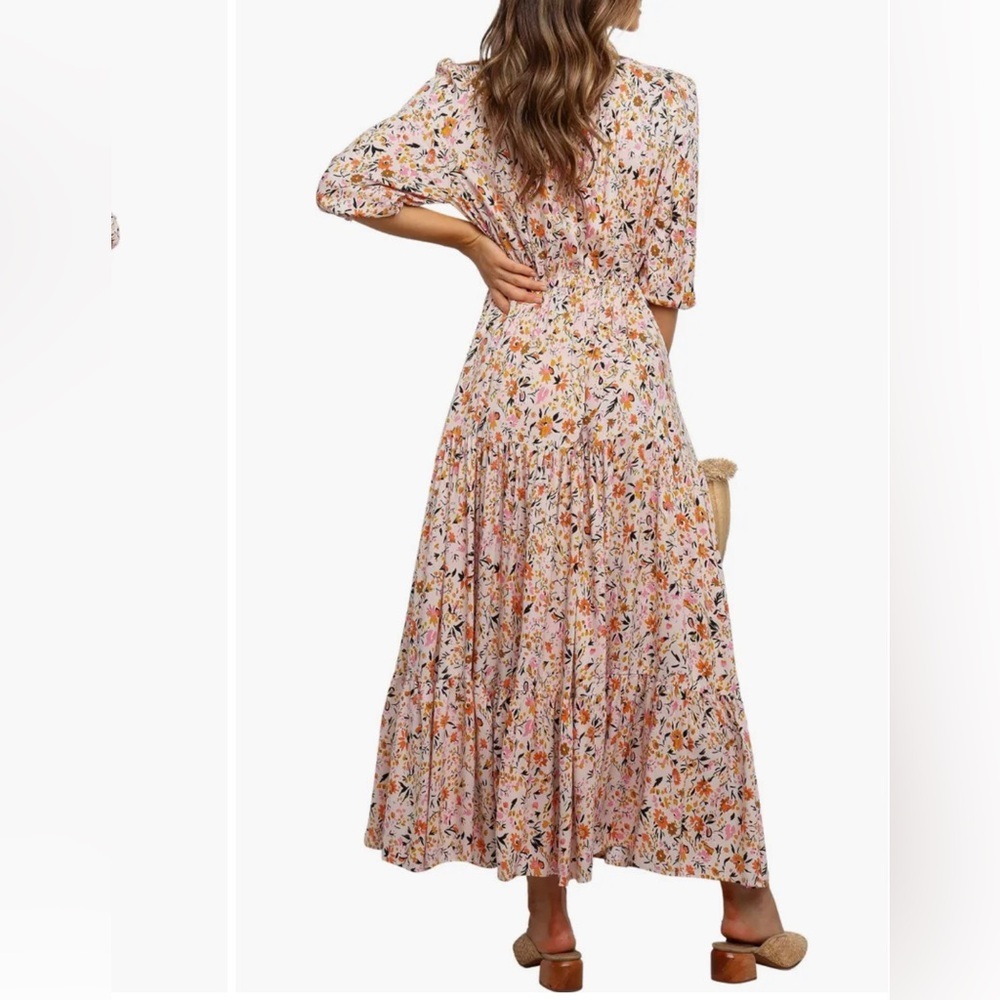 Petal & Pup Pink Floral Midi Dress - Picture 4 of 12